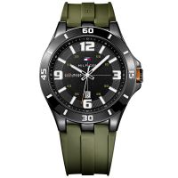 Tommy Hilfiger Uhr 1791065 Drew Herrenuhr Schwarz Oliv Silikon Watch NEU & OVP