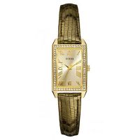Guess Uhr W90076L1 Damenuhr Gold Grau Strass Echtlederarmband NEU & OVP