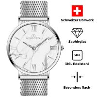 Mendozza Uhr MW-OS0100H-SML White Marble Marmor Armbanduhr Silber