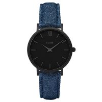 Cluse Uhr CL30031 Minuit Damen Leder Blue Denim Blau Schwarz Black NEU & OVP