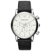 Emporio Armani Uhr AR1810 Herren schwarz Leder Chronograph Watch NEU & OVP