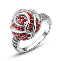 Roxy Ring Rote Rose Damen Luxus Rotes & Weißes Kristall Silber Silver NEU & OVP