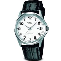 Casio Herrenuhr MTP-1183E-7B Armbanduhr Leder Schwarz Weiß Datum NEU & OVP