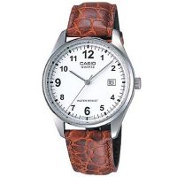 Casio Herrenhr MTP-1175E-7B Armbanduhr Leder Braun Weiß Datum watch NEU & OVP