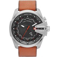 Diesel Uhr DZ4321 Herrenuhr XL Mega Chief Braun Leder World Time Watch NEU & OVP