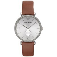 Emporio Armani Uhr AR1675 Herrenuhr Braun Silber Leder Watch NEU & OVP