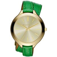 Michael Kors Uhr MK2287 Damenuhr Gold Grün Double Wrap Leder Armband NEU & OVP