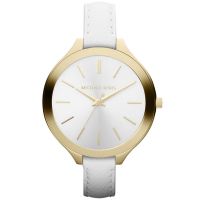 Michael Kors Uhr MK2273 Damenuhr Gold Weiß Leder Armband Slim Watch NEU & OVP
