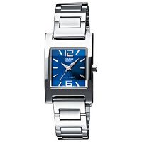 Casio Uhr LTP-1283PD-2A2 Damen Armbanduhr Edelstahl Silber Blau Watch NEU & OVP