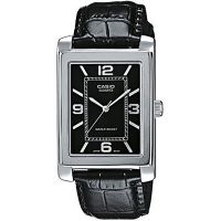 Casio Uhr MTP-1234PL-1A Herren Armbanduhr Leder Schwarz Silber Watch NEU & OVP