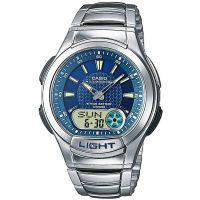 Casio Uhr AQ-180WD-2AVES Analog Digital Herren Silber Blau Men Watch NEU & OVP