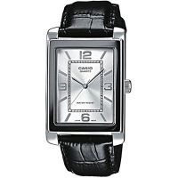 Casio Uhr MTP-1234PL-7A Herren Armbanduhr Leder Schwarz Silber Watch NEU & OVP