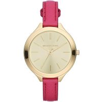 Michael Kors Uhr MK2298 Runway Damenuhr Gold Pink Leder Slim Watch NEU & OVP