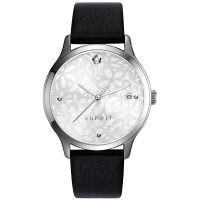 Esprit Uhr ES108902005 Damen Lederarmband Schwarz Silber Watch Women NEU & OVP