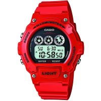 Casio Uhr W-214HC-4A Herren Damen Digitaluhr Armbanduhr Rot Schwarz NEU & OVP