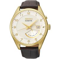 Seiko Kinetic Uhr SRN052P1 Herrenuhr Gold Braun Leder Datum Watch NEU & OVP